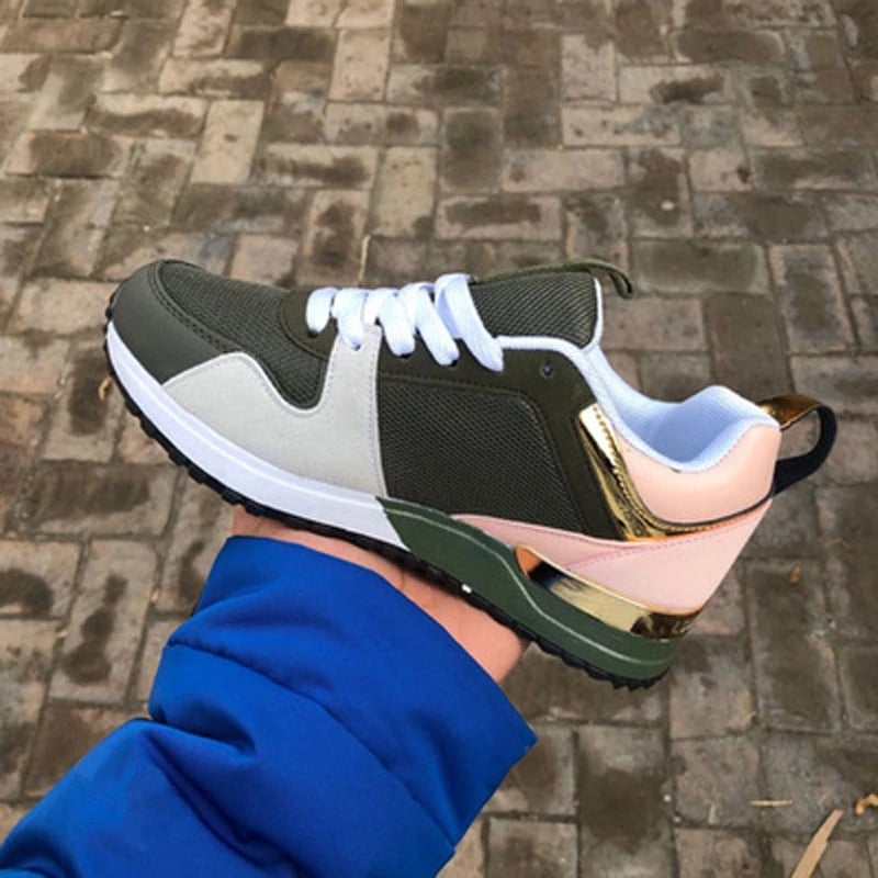 Women's sneakers shoes thick-soled sports ladies breathable running walking sneakers low-cut color matching women's shoes