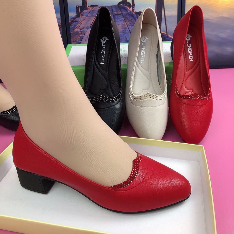 Women Cute Round Toe Spring Slip On High Heel Shoes Lady Classic Comfort European Stylish Office Career Pumps