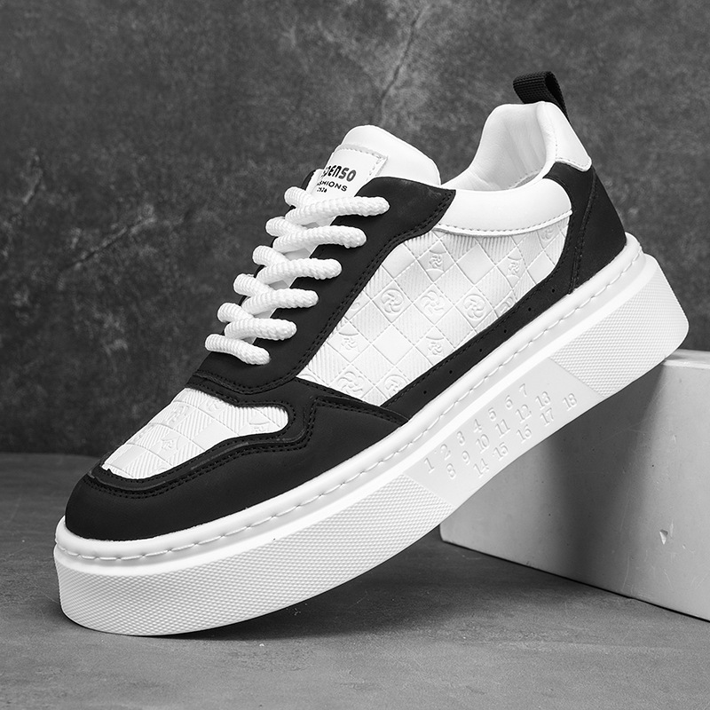 Trendy and versatile white shoes, men's new style board shoes, student sports shoes, lightweight lace up casual shoes