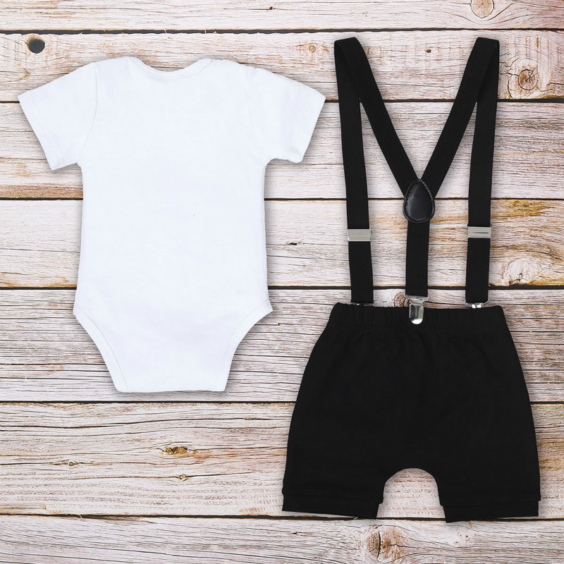 Baby short-sleeved summer boy birthday bow tie robe romper suspenders shorts baby clothes