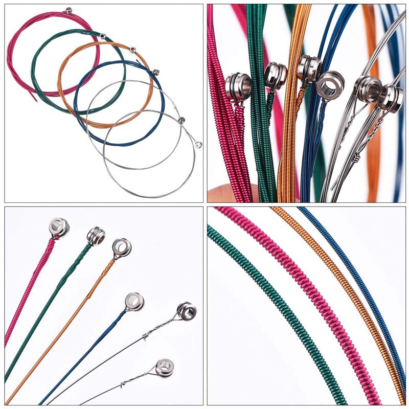 Set Acoustic Guitar Strings Rainbow Colorful Guitar Strings E-A For Acoustic Folk Guitar Classic Guitar Multi Color