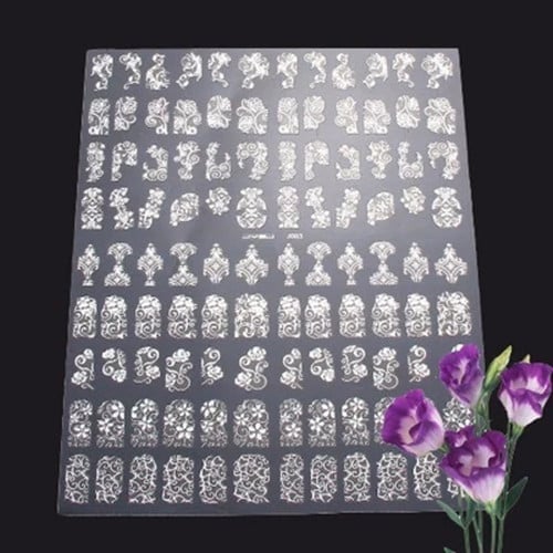 108Pcs/Set Metal Bronzing Decal 3D Full Cover Nail Gold Foil Flower Art Sticker