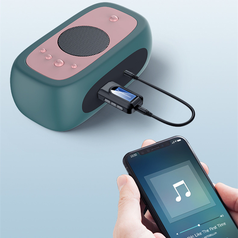 Bluetooth 5.0 Audio Receiver Transmitter with 3.5mm LCD Screen 3.5 AUX Stereo USB Plug Bluetooth Adapter for Car PC TV Headset