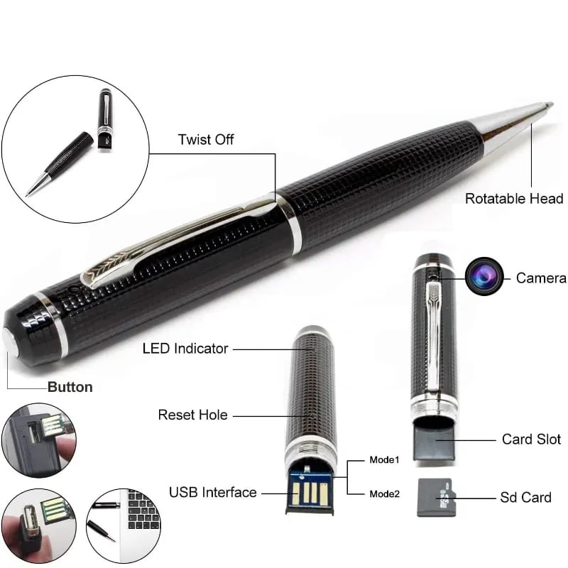 HD 1080P Portable Ballpoint Pen Mini Camera Take Photos Video&Audio Recorder Wireless DVR One Button Operation Micro Camcorders