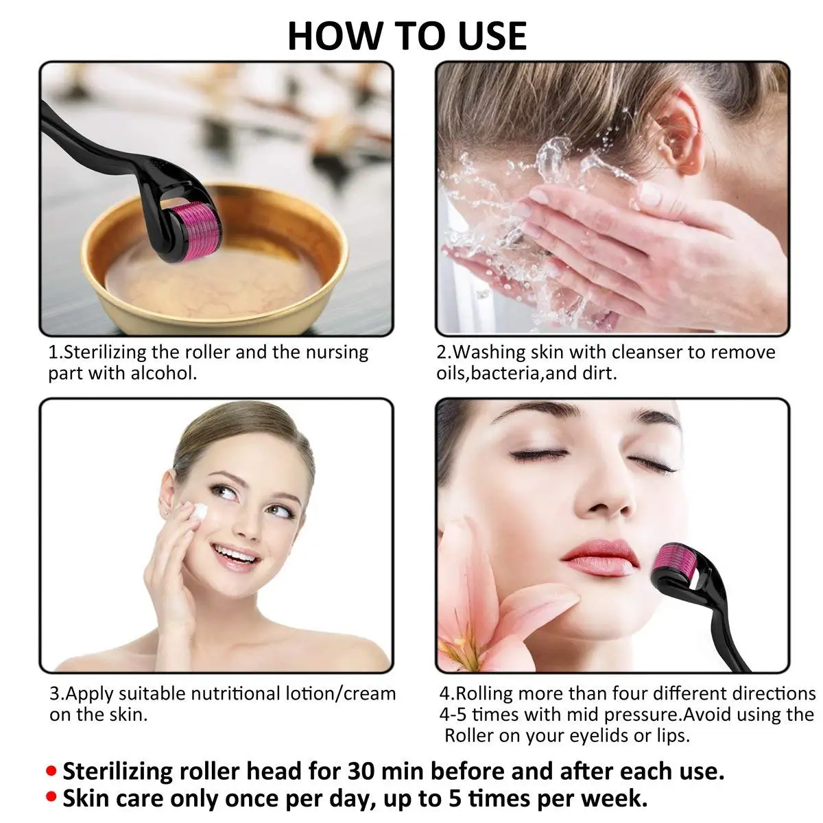 540 Derma Roller Microniddle Roller for Face Microneedling 0.25 to 3mm Needles Length Titanium Dermoroller Mesoroller