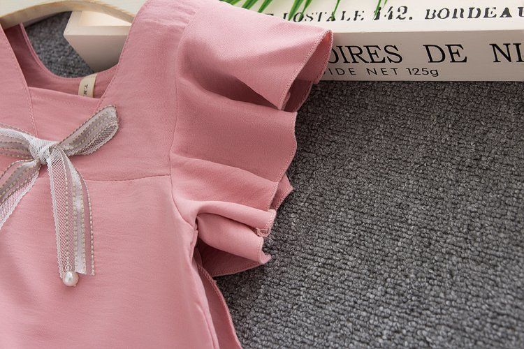 Simple Fashion Sleeveless Chiffon Ruffled Tank Top + Black and White Plaid Hot Pants Set Kid Suit Girl Clothes