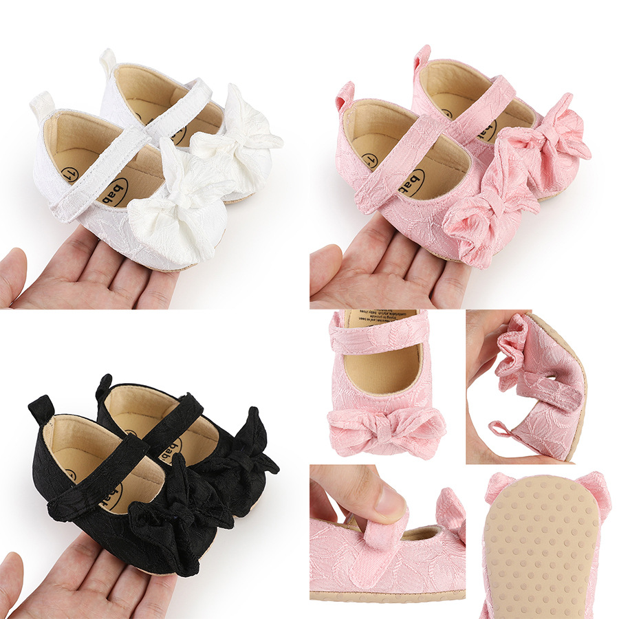New Western-style Bow Princess Shoes For Infants And Young Children Aged 0-18 Months Soft And Non Slip Walking Shoes
