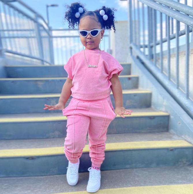 children's wear short sleeved sweater two-piece children's wear girls' suit baby clothes