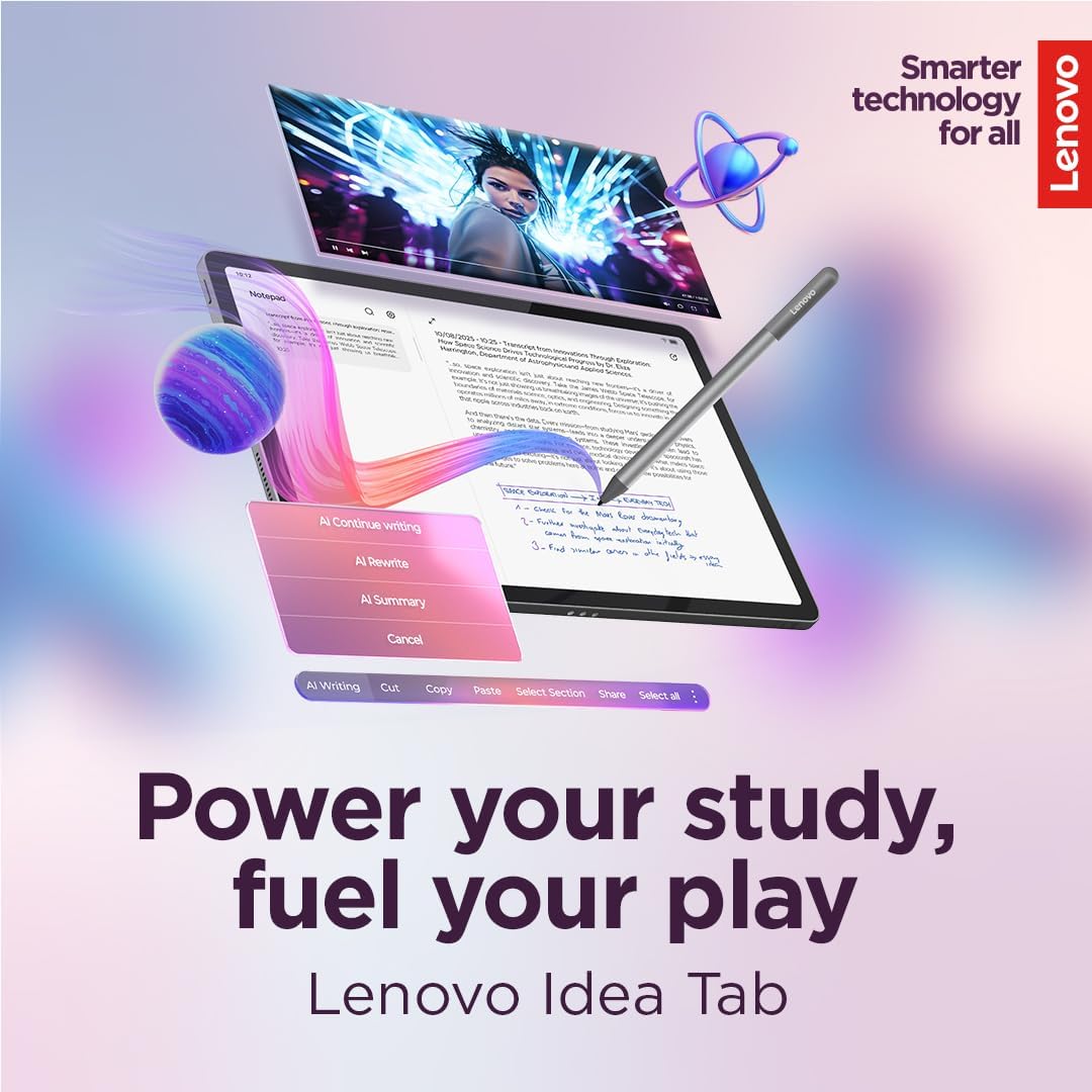 Lenovo Idea Tab - College Tablet - 11″ 2.5K IPS Touchscreen Display - 90Hz - MediaTek Dimensity 6300-8 GB Memory - 256 GB Storage - Integrated Arm Mal