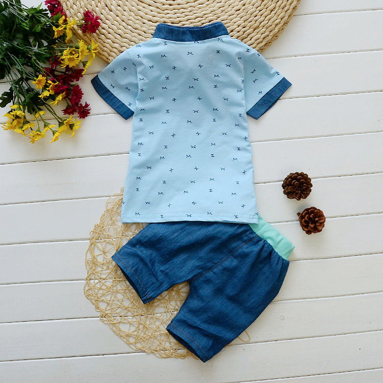Ones boys short sleeve printed t-shirt kids summer clothing set baby cotton suit