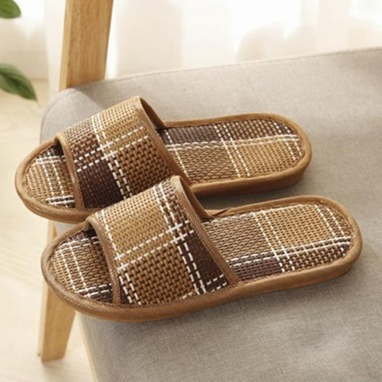 Linen slippers Hom indoor slippers wooden floor linen slip thick soled sandals and slippers summer home men and women XS023