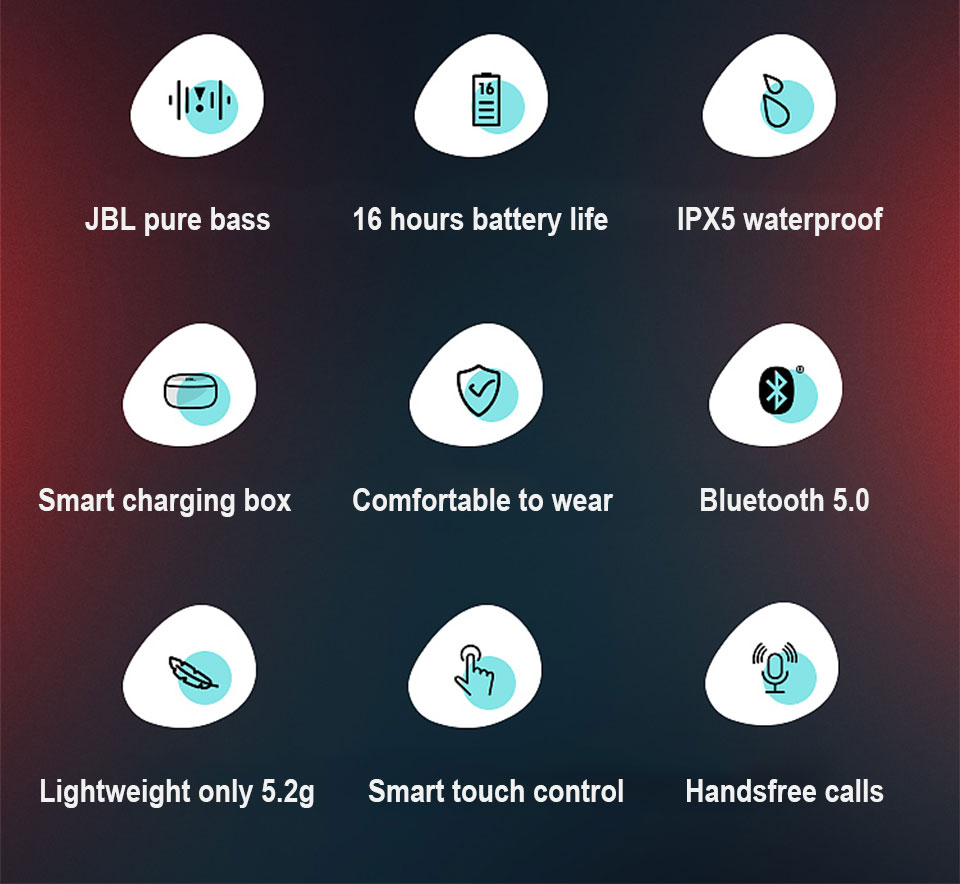 100% Original JBL T280 TWS Wireless Bluetooth Earphone Sports Earbuds Bass Jbl Headphones Waterproof Headset Charging Case