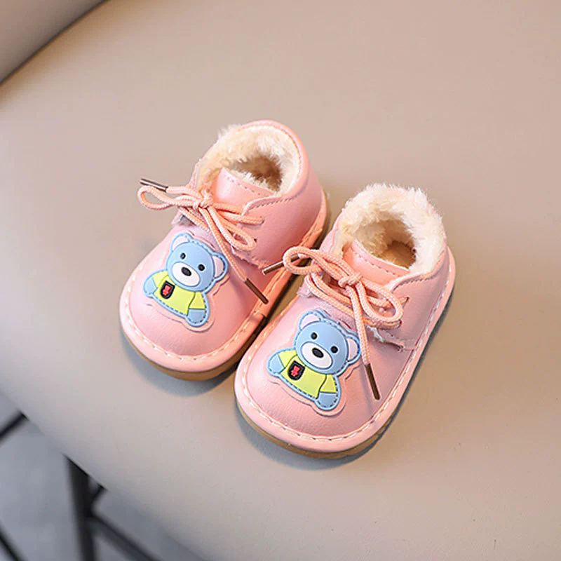 1Pair Baby cotton shoes for winter boys and girls aged 1-3, learning to walk shoes with thick velvet and soft sole
