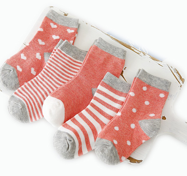 5Ps / boys' and girls' cotton medium socks floor socks baby socks baby