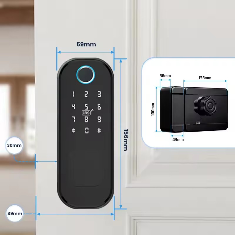 R5 PRO Rust Proof Coating Fingerprint TTLock App Outdoor Lock Remote Control Code Keyless Smart Door Lock Electric Rim Lock