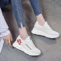 s Female Spring and Summer New Air-permeable Mesh Shoes Baitie Mesh Red Thick-soled Leisure Sports Shoes