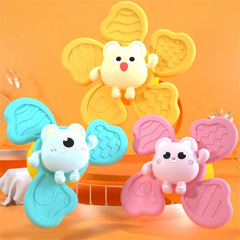 Baby Bath Toy Suction Cup Spinner Toy Boys Girls Funny Bathing Sucker Spinner Suction Cup Cartoon Rattles Fidget Educational Toy