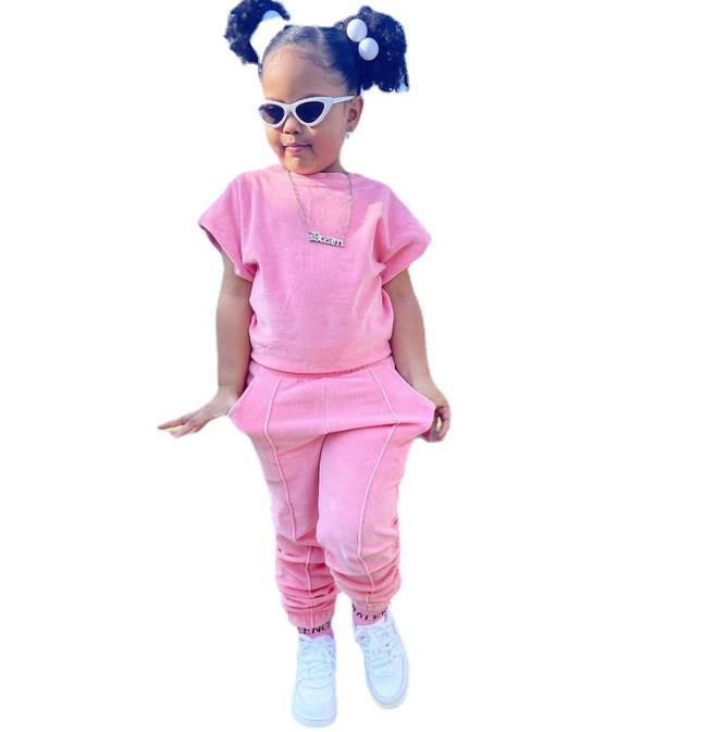 children's wear short sleeved sweater two-piece children's wear girls' suit baby clothes