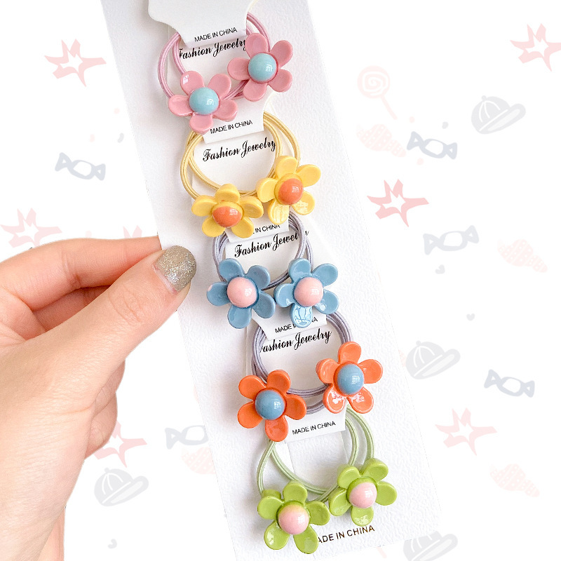Children's hair with rubber bands and flowers will not hurt, high elastic head rope, little girl hair accessories