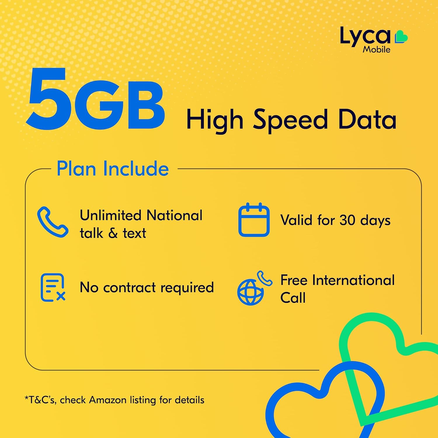 Lyca Mobile USA Prepaid 5G/4G SIM Card | $19 Plan | Unlimited Talk, Text & Data | 5GB High Speed Data (5GB Hotspot) | 30 Days