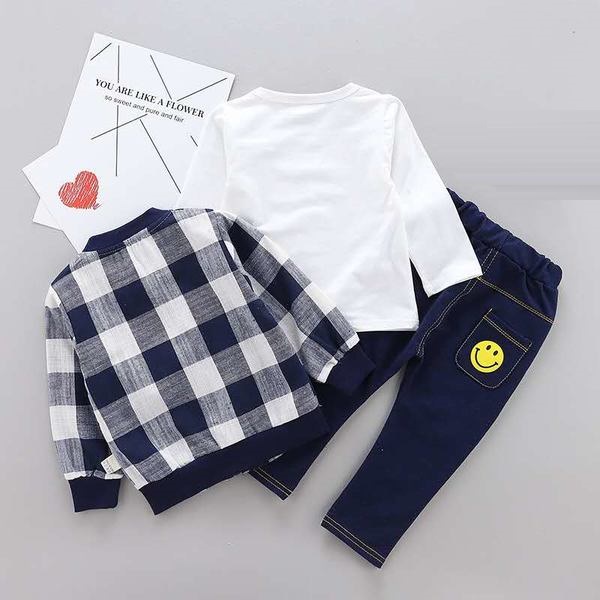 D-baby 0-4Y Kids Boys Girls Trellis Jacket+T Shirt+Pants 3 Children Sport Suits Boys Clothes Set