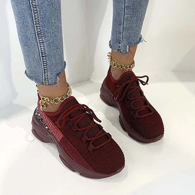 Women Mesh Breathable Sport Sneakers Ladies Casual Light knitted Outdoor Shoes Breathable Female Platform Running Walking Shoes