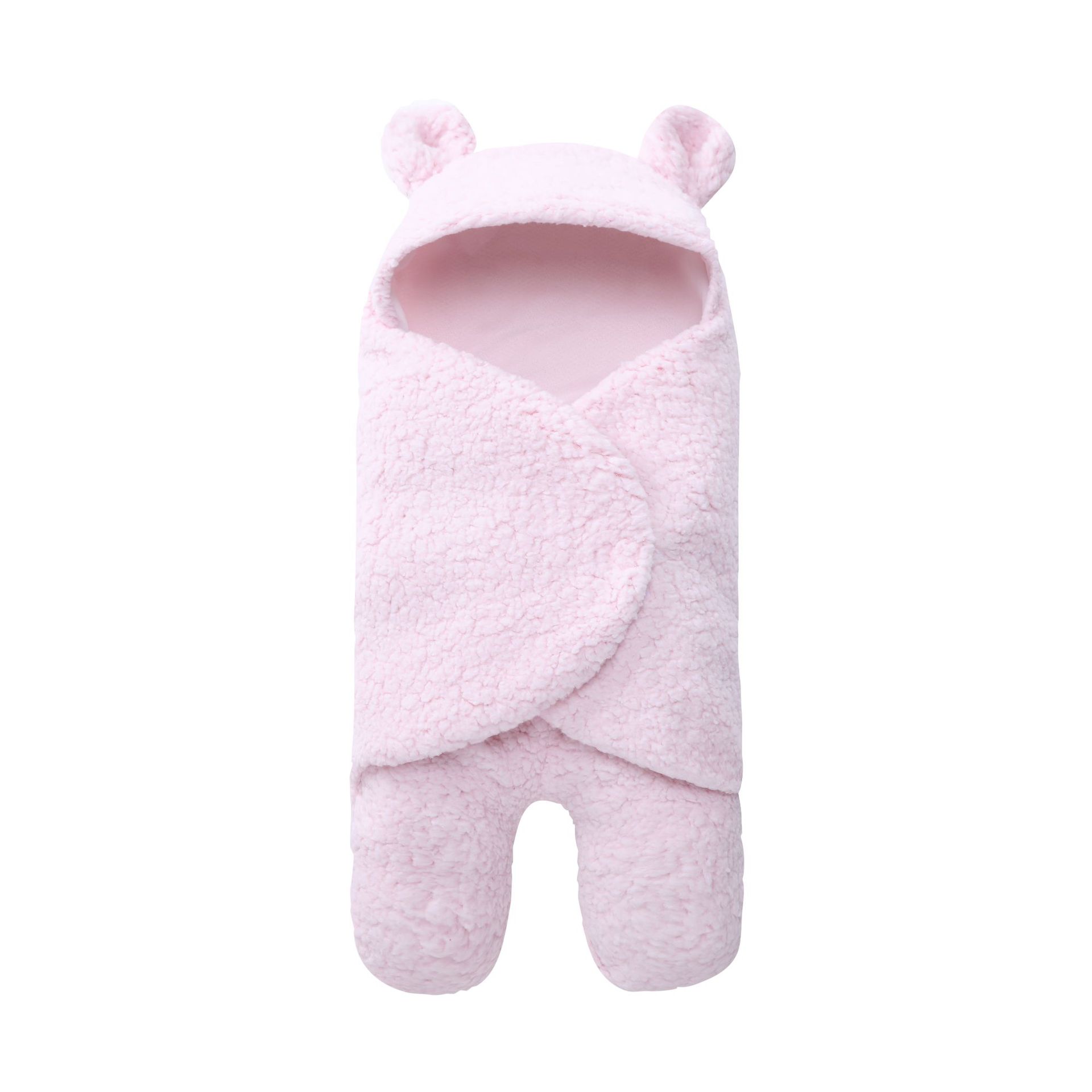 Polar Fleece Fabric Infant Baby Boy Girl Swaddle Sleeping Wrap Blanket Photo Prop Little Ear Hoodie Warm Blanket Bear Outfits