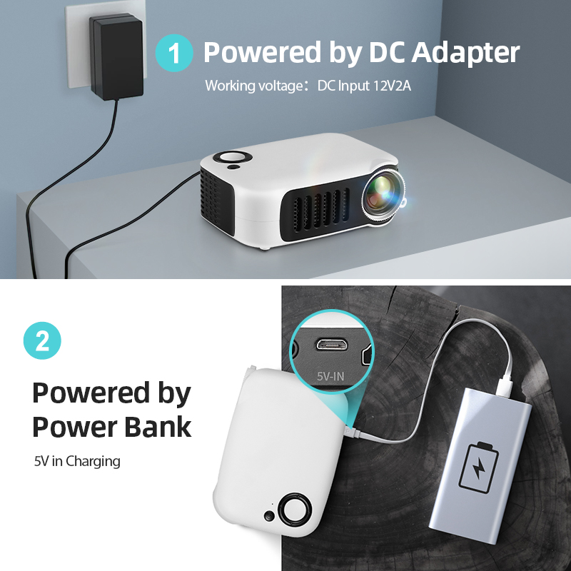 3D MINI Projector Portable LED Video Projectors Home Cinema Theater Game Laser Beamer Smart TV BOX 4K 1080P Via HD Port A2000