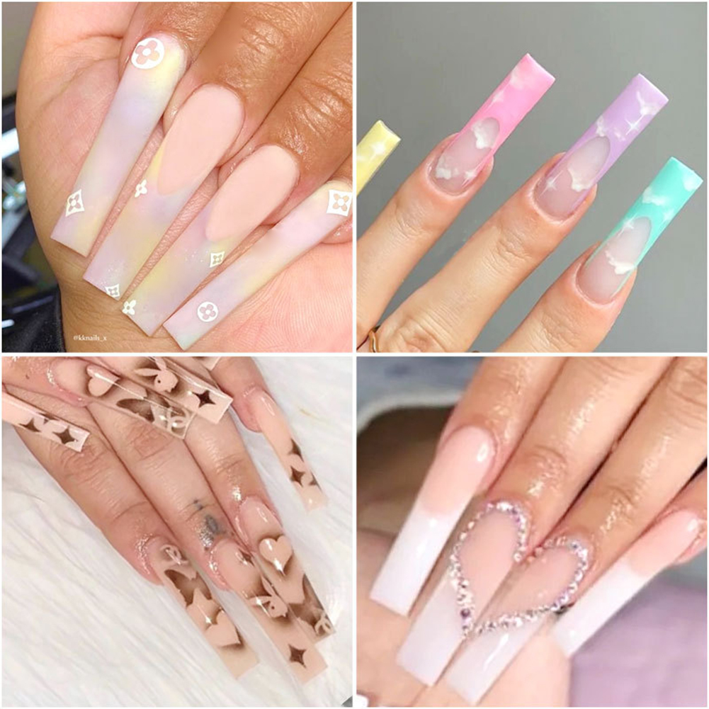 240pcs/Box XXL Full Cover Fake Nail Tips Artificial False Nails Acrylic Extension Tip Manicuring Nail Art Tools