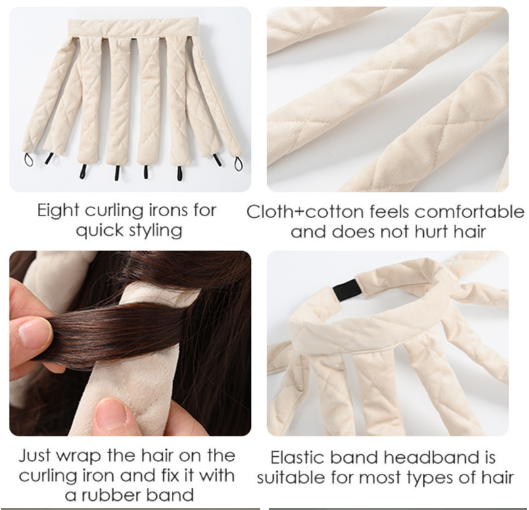 1pc Flannel Octopus Hair Curler No Heat Curling Tool Lazy Squid Sleep Headband For Overnight Waves Styling Accessory