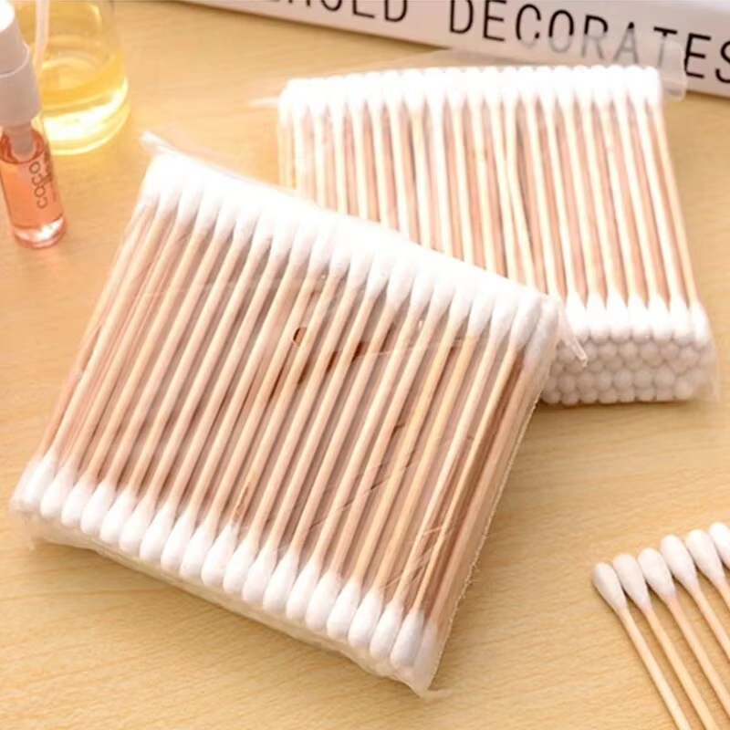 100pcs Double Head Wood Cotton Swab Nose Ears Cleaning Women Makeup Tools Lipstik Cotton Buds Tip Sticks Bastoncillos Oidos