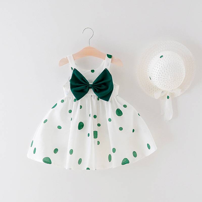 Baby Dress With Bow Hat 2pcs Clothes Set Newborn Infant Toddler Dresses Party Wedding Dress Vestidos