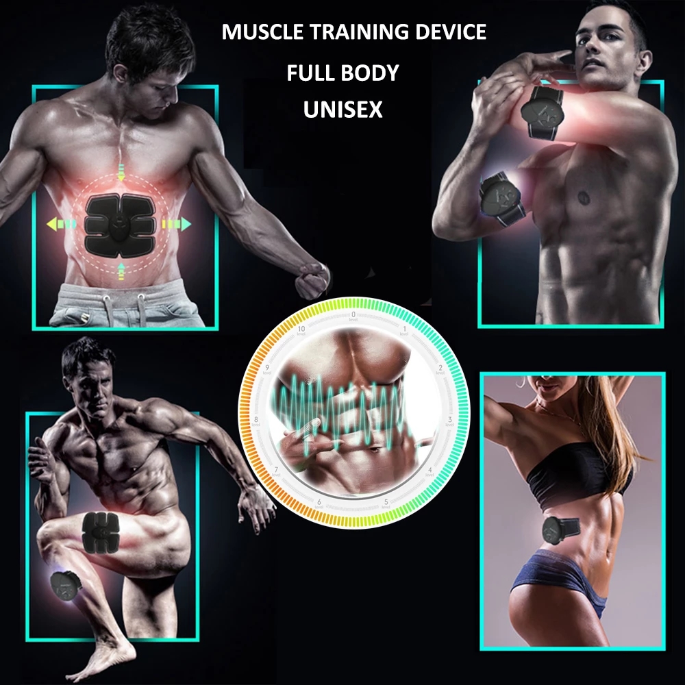 EMS Abdominal Muscle Trainer Stimulator Body Electric Pulse Treatment Slimming Massage Training Pads Fat Burner Belt