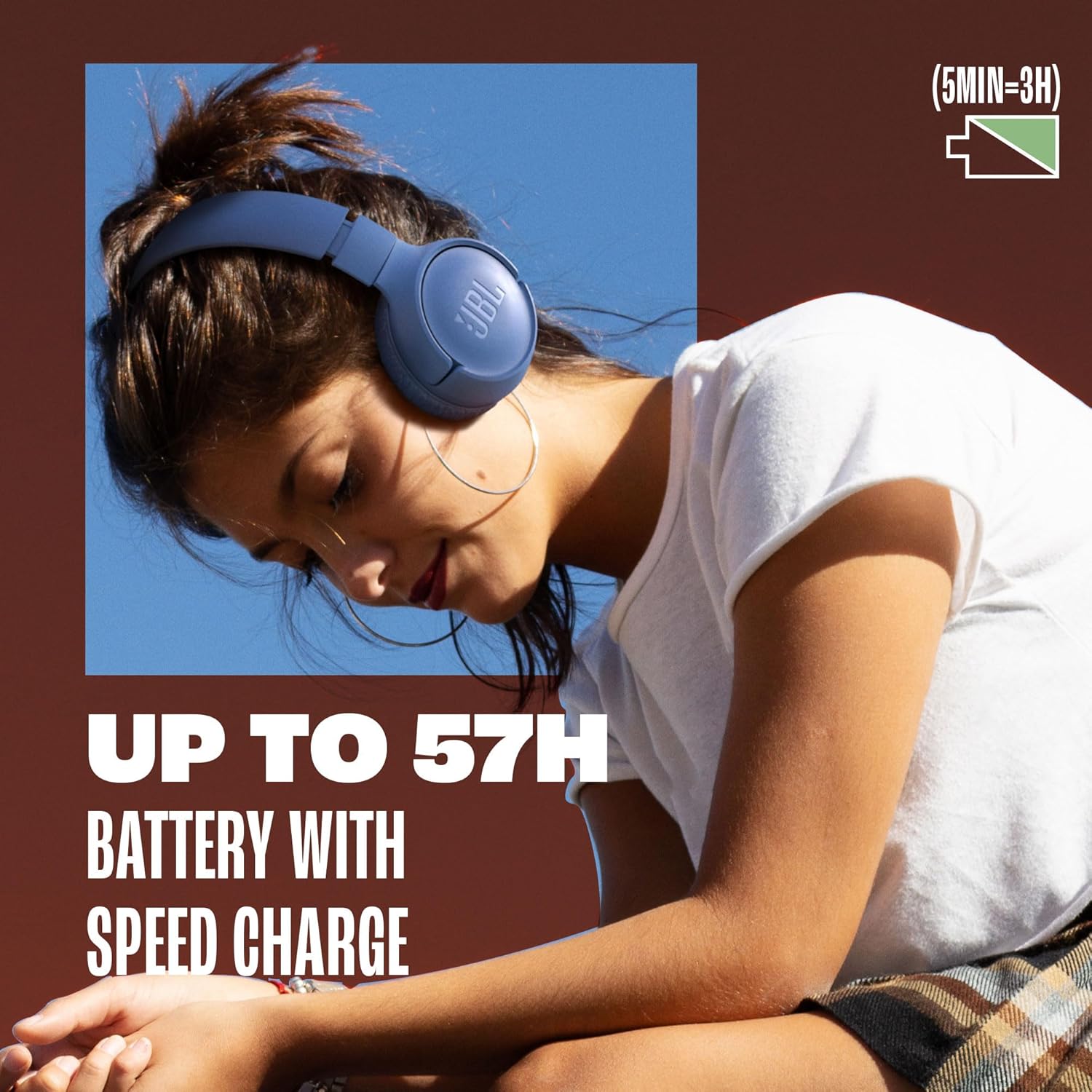 JBL Tune 520BT - Wireless On-Ear Headphones, Up to 57H Battery Life and Speed Charge, Lightweight, Comfortable and Foldable Design, Hands-Free Calls w