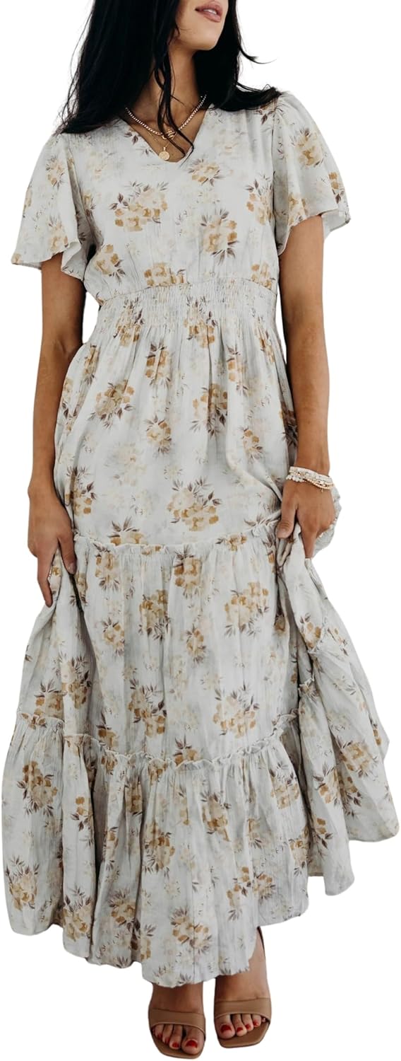 Mikarose Women's The Eden Antique Cream Ditsy Floral Midi Dress