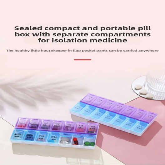 7 Days a Week Pill Organizer Morning and Night Pill Holder Storage Box Splitter Travel Medicine Organizer Portable Medicine