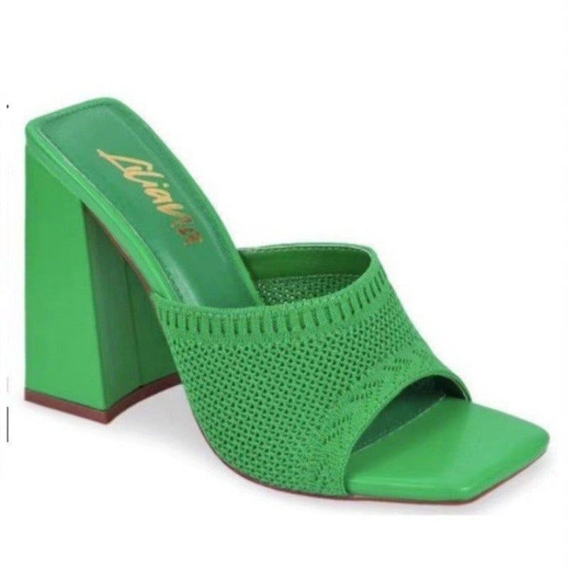 Summer New Large Woven High Heel Sandals for Women's Mesh Breathable Thick Heels European and American Fashion Women's Sandals H