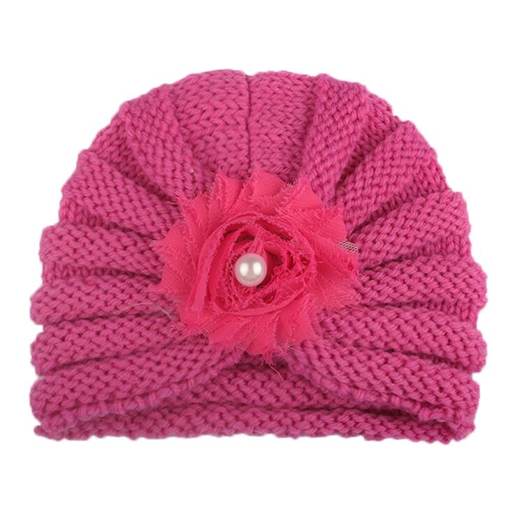 New popular baby hat children's wool CHIFFON FLOWER knitted hat outdoor Baotou hat