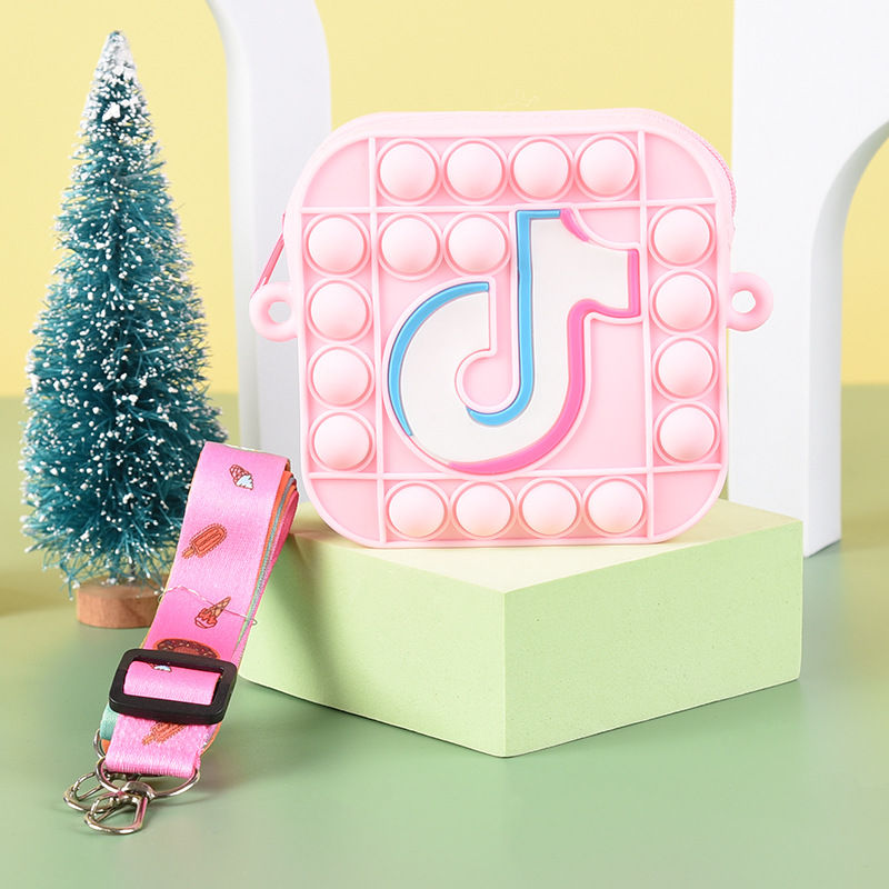 Tik Tok Popits Popet Silicone Dimple Stationery Storage Bag Popite Coin Purse Bag Fidget Toys Push Bubbles Girl Christmas Gift