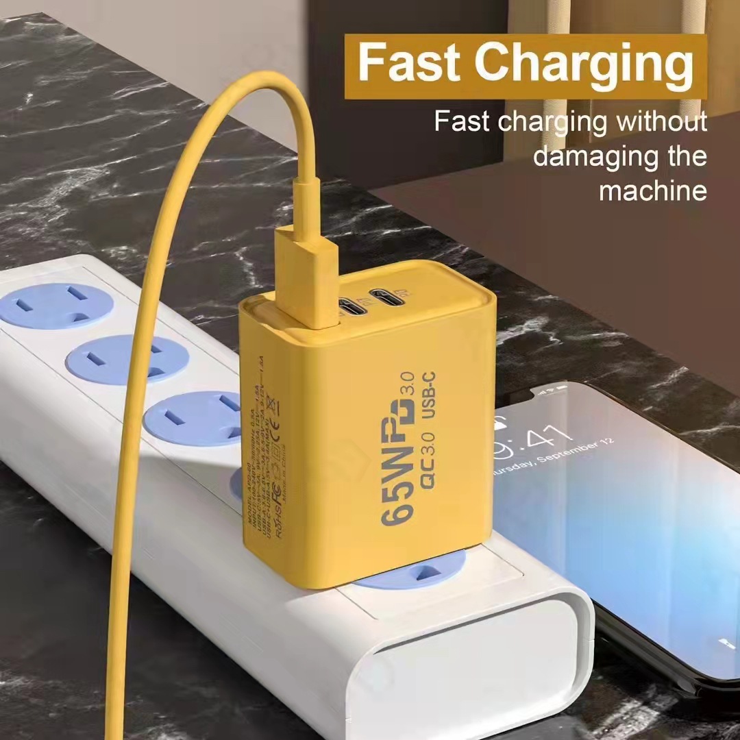 65W PD Charger Dual Type-c Single Usb Charging For Apple 15 Huawei Mobile Phone 5v2a EU/US Charging Head Universal