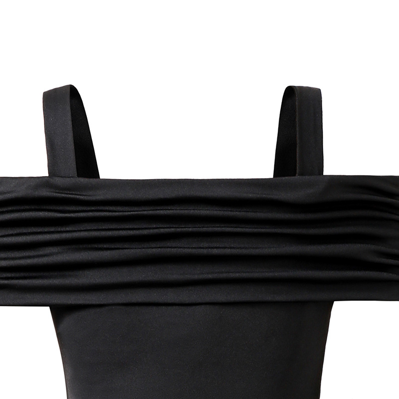 Black Dress For Kids Girls Off-the-Shoulder Tiered Sleeveless Gown Party Dating Clothes Children Clothes Summer Clothes For 8-12