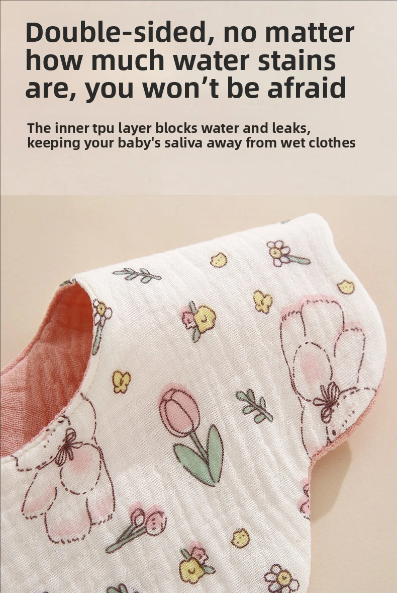 Organic Cotton Muslin Newborn Baby Bibs For Teething Drooling Soft & Absorbent Saliva Towel Burp Cloth Baby Feeding Drool Bibs