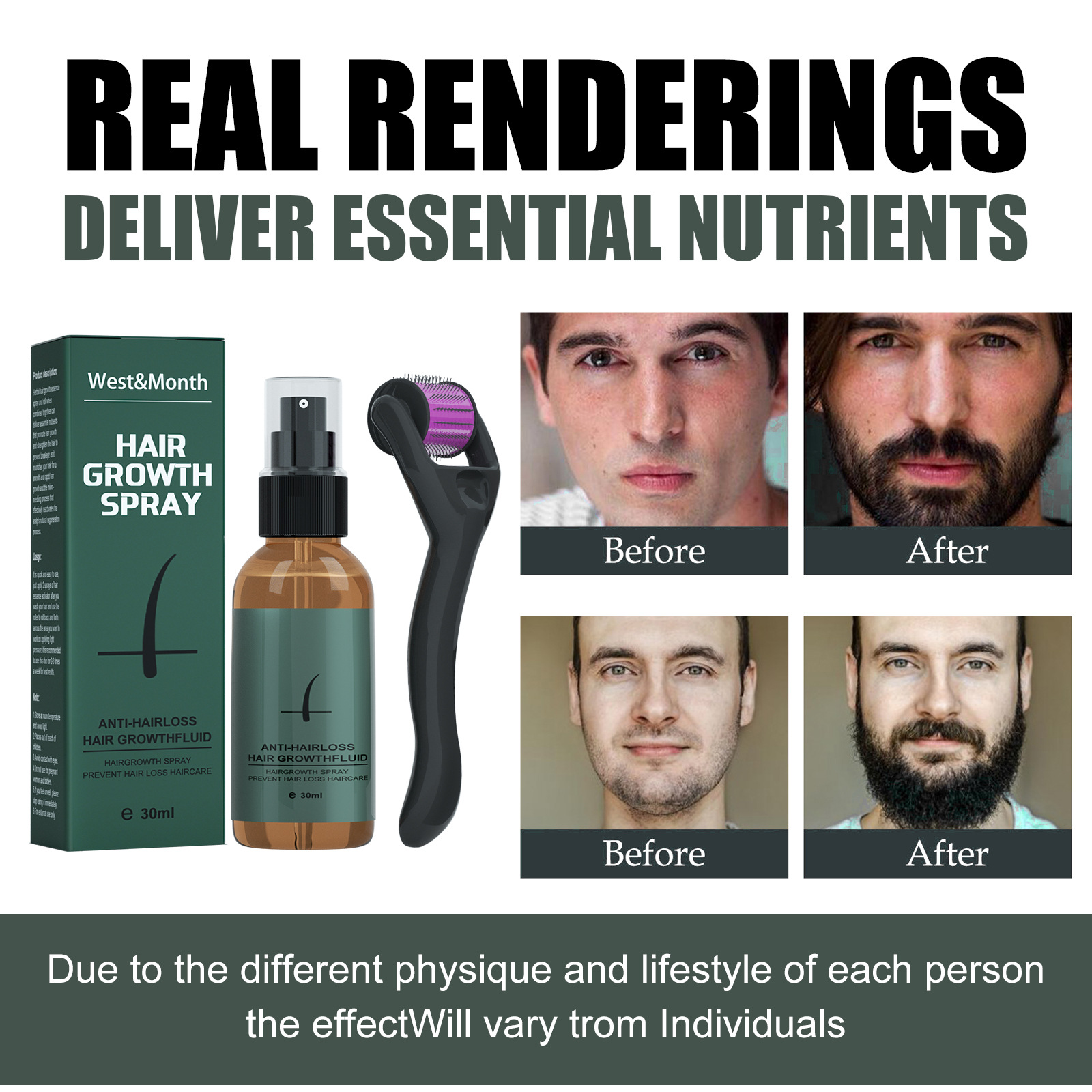 West&Month beard spray set moisturizing spray beard care promoting thick liquid