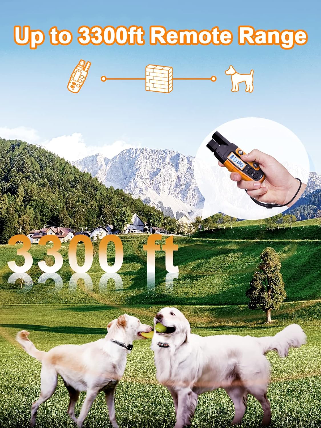 Bousnic Dog Shock Collar 2 Dogs (5-120Lbs) - 3300 ft Waterproof Training Collar for Dogs Large Medium Small with Rechargeable Remote, Beep (1-8) Vibra