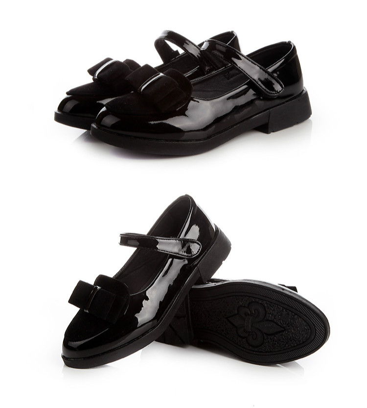 Leather Shoes for Kids Princess Sandals Dress School Fashion Bow Summer Children Black Flat Damping Shoes Wedding Party