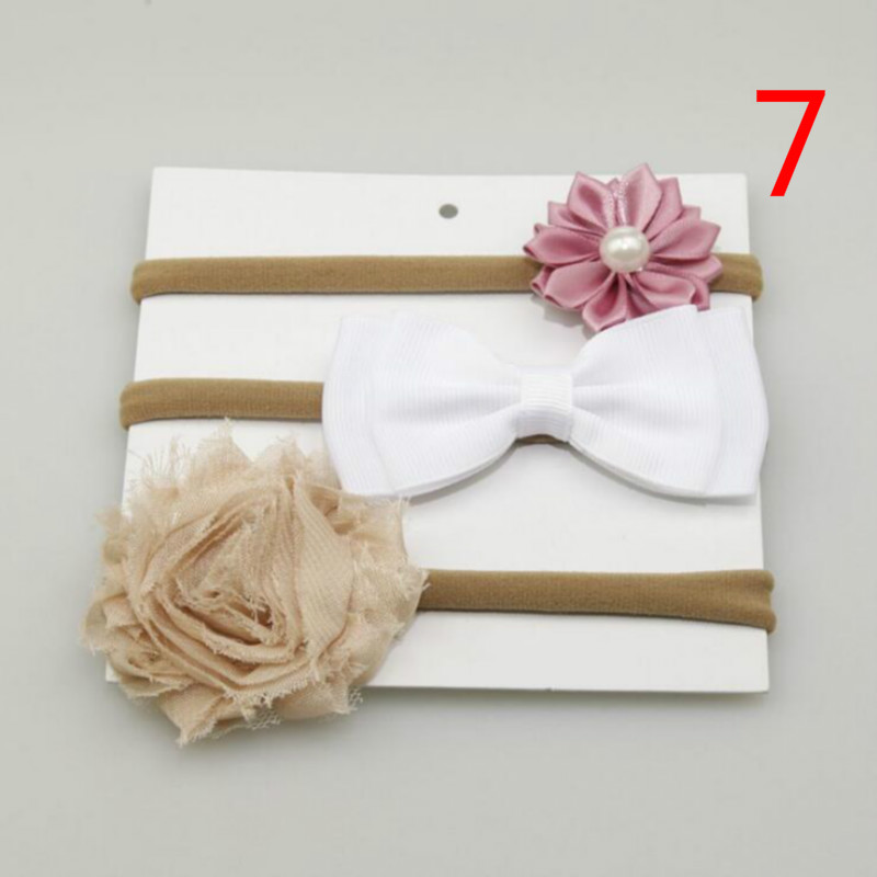 Baby Nylon High Elastic Hair Band Headband Child Cute Flower Bow Head Hair Accessories Set