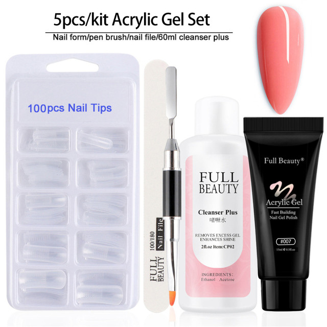 Nail Art Set Dry Phototherapy Gel Multicolor Sequin Extension Gel 15ml Poly Nail Gel Kit