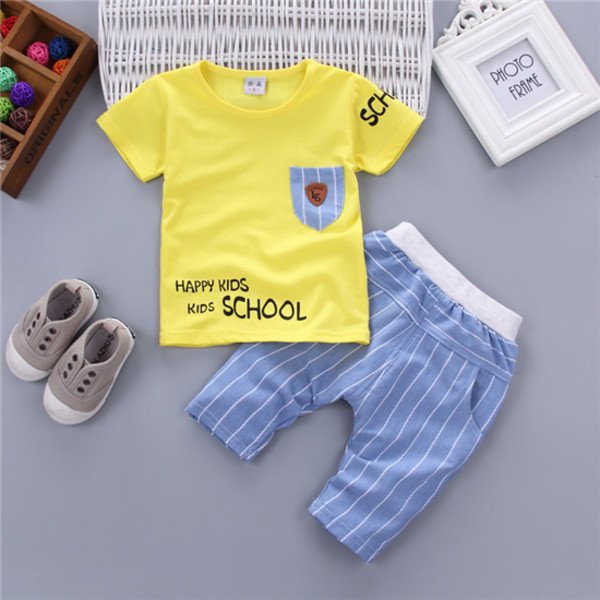 1-4 year old children's clothing children's short sleeve t-shirt suit baby two sets