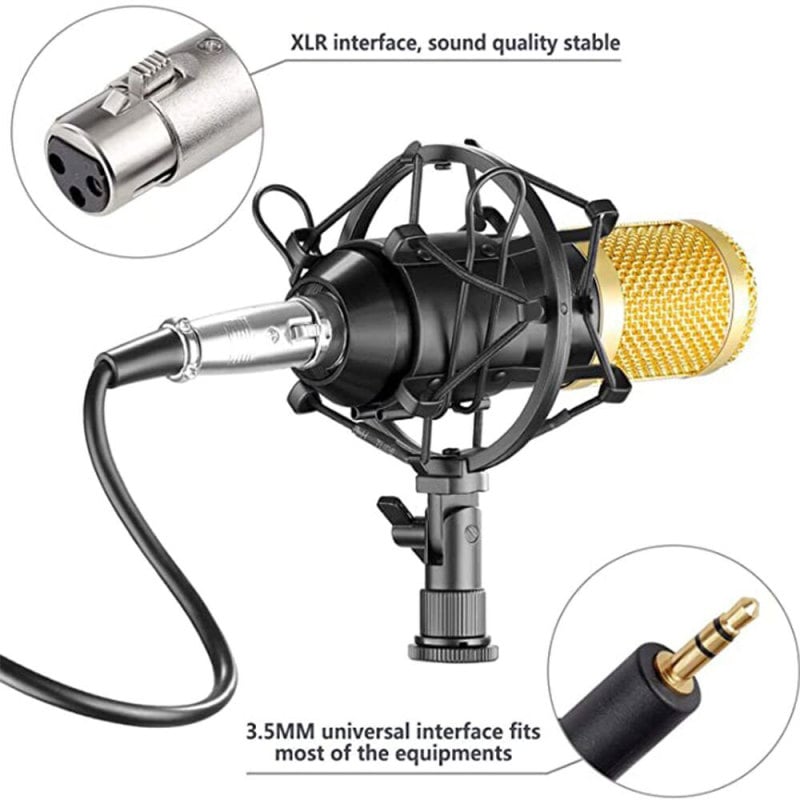 Professional BM800 Studio Condenser Microphone 3.5mm Wired BM800 Condenser Sound Recording Microphone For Computer