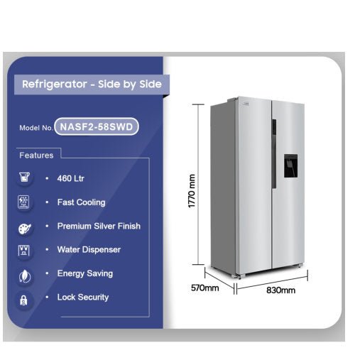 NASCO 460LTR SIDE BY SIDE REFRIGERATOR